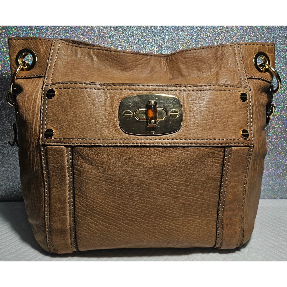 Milly Vintage New York Pebbled Leather Hobo/Shoulder Bag Tortoise Link Chain